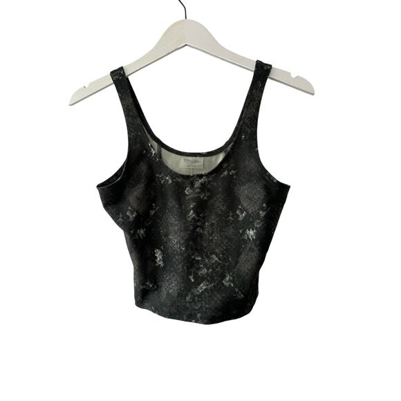 Jessica Simpson Gray Faux Snake Print Cropped Tank Top Women's Small - Picture 1 of 6